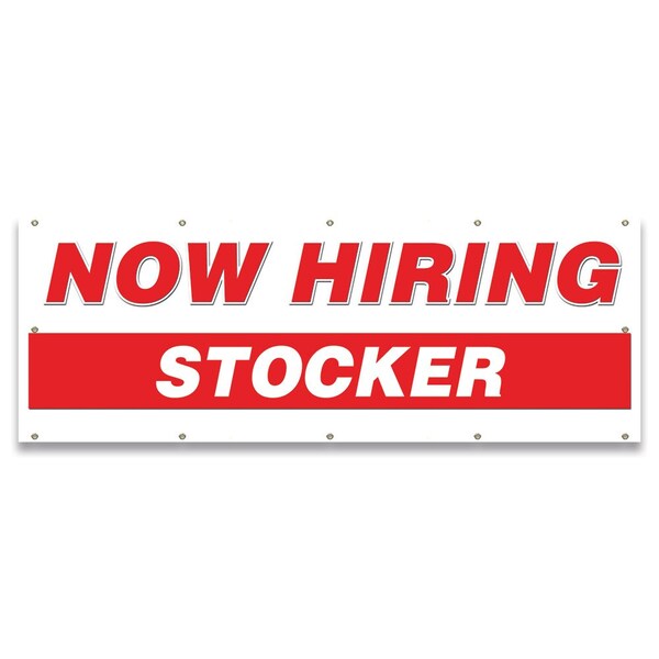 Now Hiring Stocker Banner Apply Inside Accepting Application Single Sided